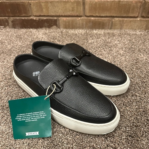 GREATS Men\'s Black Leather Wooster Horsebit Mules Loafers 8.5 NWT
